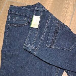 Women's Blue Jeans with Embellished Pockets